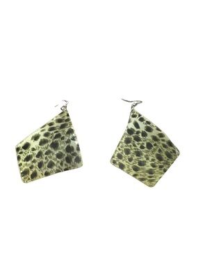 Leopard-Print Geometric Drop Earrings